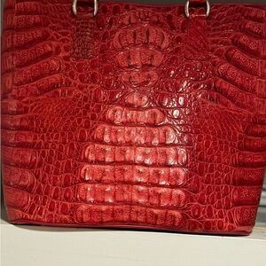 Sulterous Stamped Genuine Crocodile Skin Shoulder Bag in Red w Matching Wallet💫